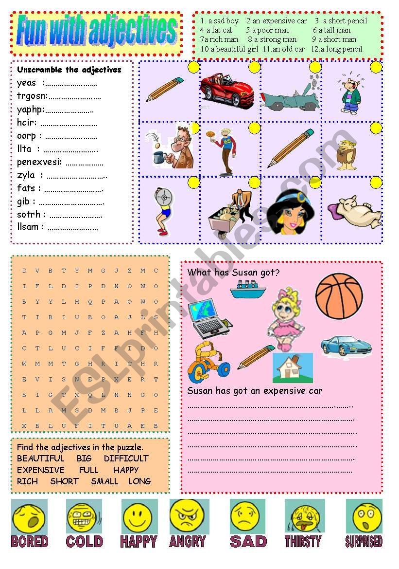 Fun with adjectives worksheet