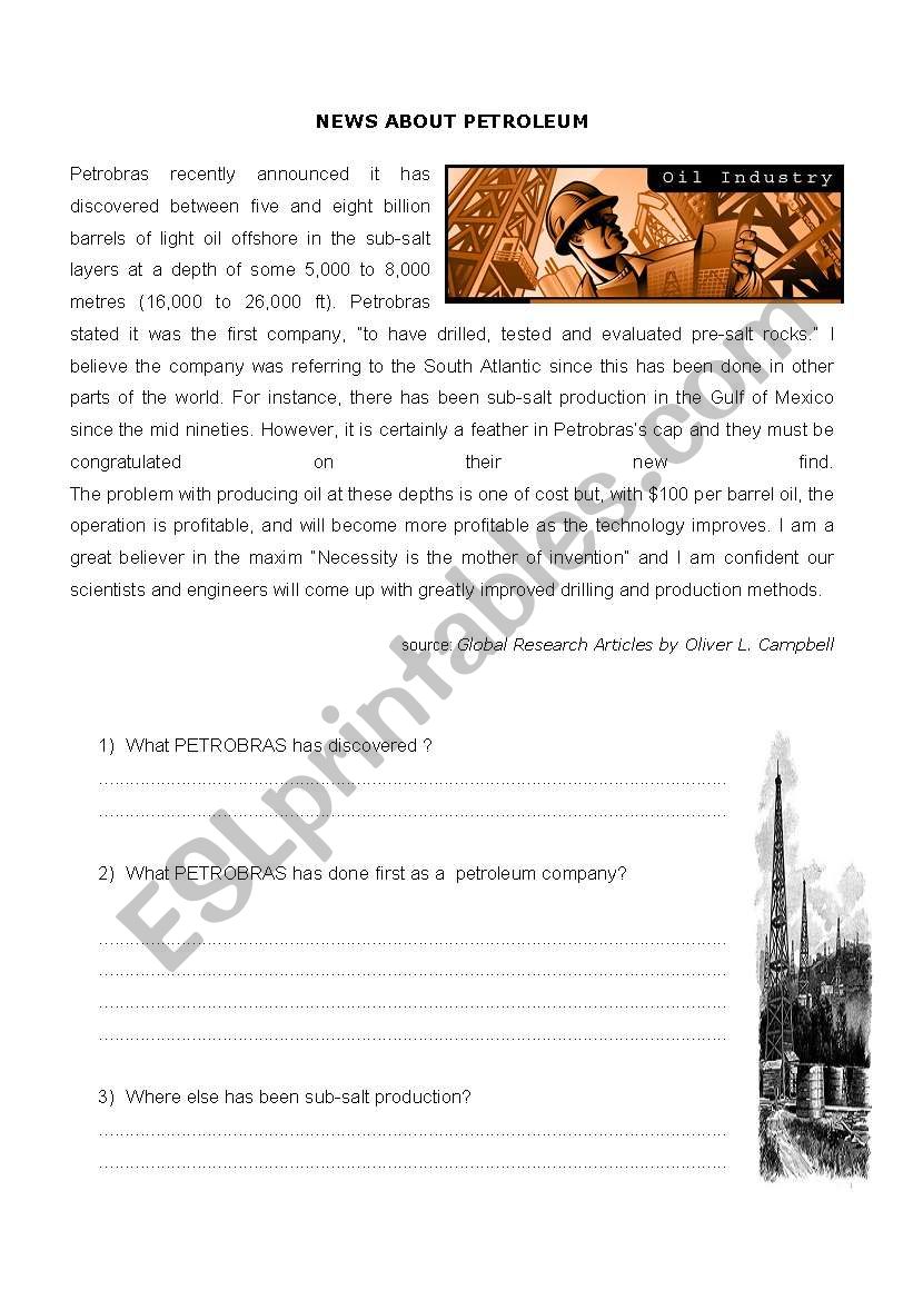NEW ABOUT PETROLEUM worksheet