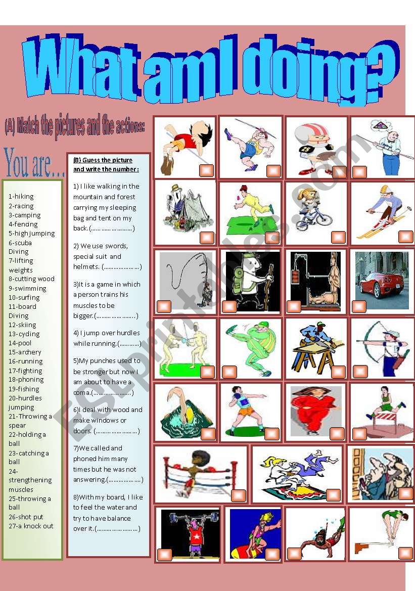 Guess am I doing!+key - ESL worksheet by tareq