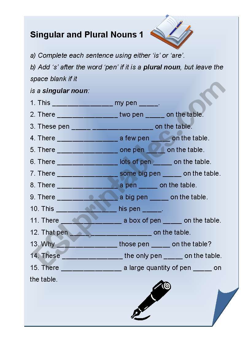 Singular and Plural Nouns 1 worksheet