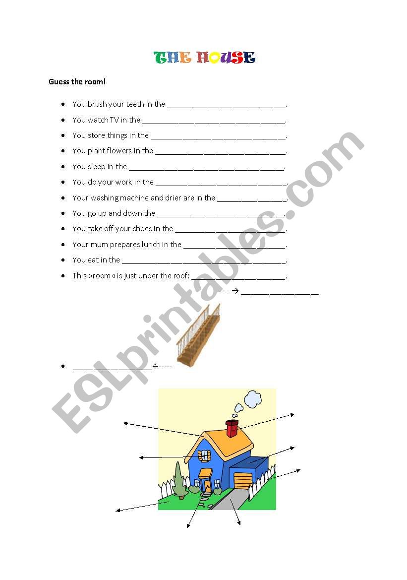 Rooms of the house worksheet