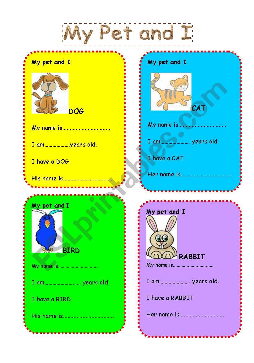 My pet and I worksheet