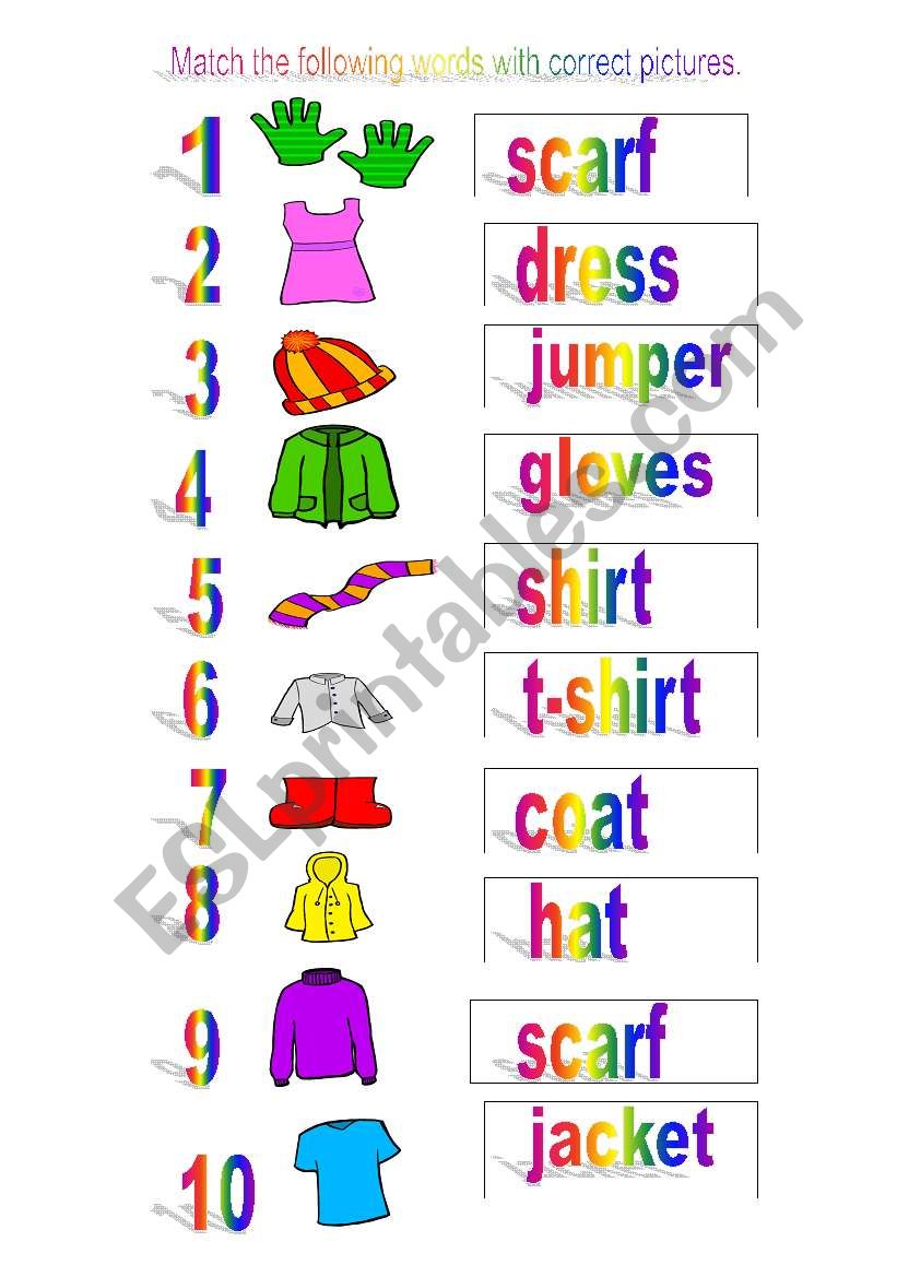 CLOTHES worksheet