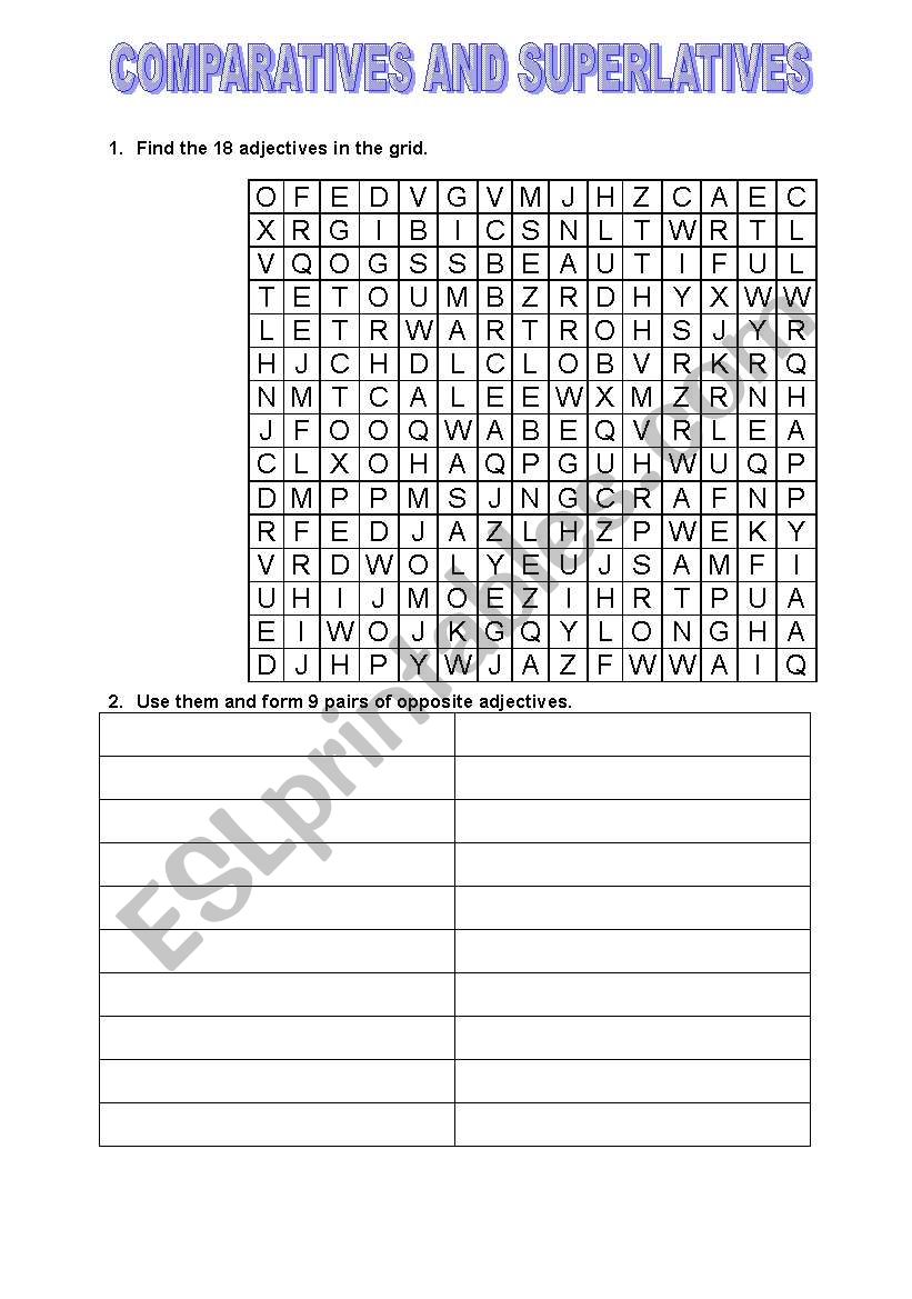 crossword about comparatives and superlatives.