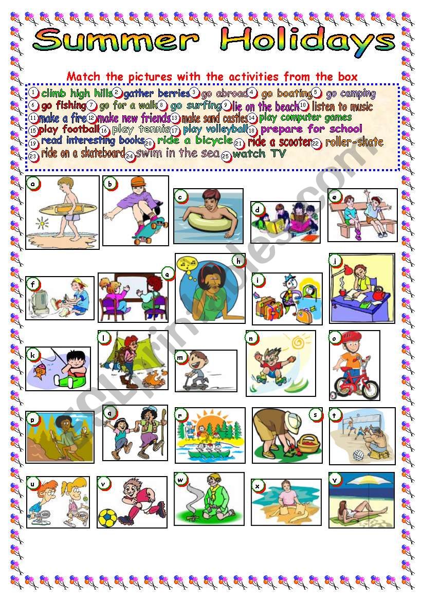 Summer Holidays worksheet