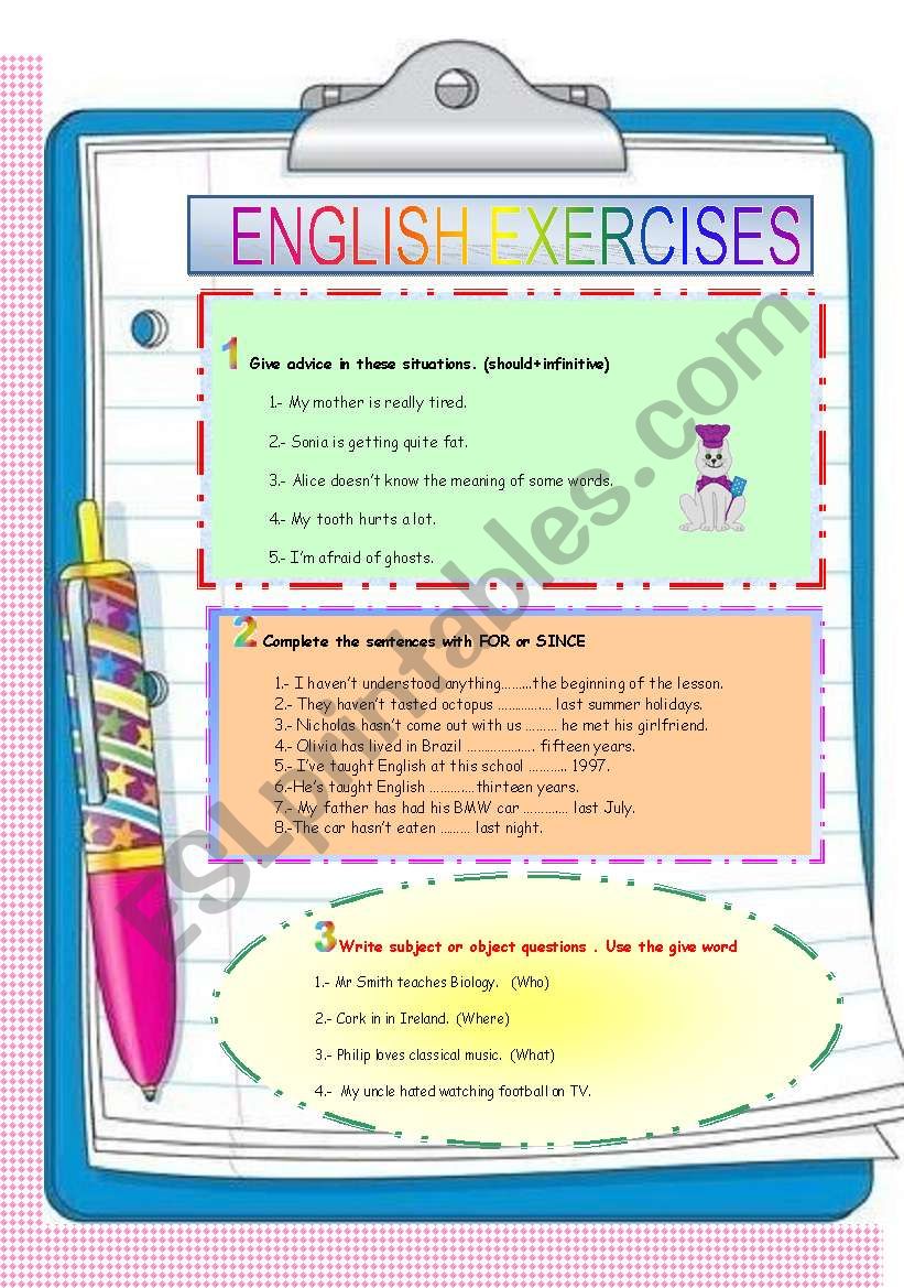 ENGLISH EXERCISES worksheet