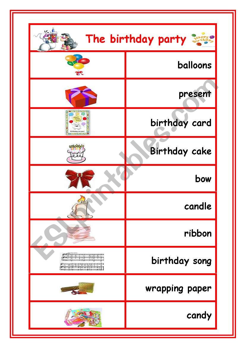 birthday vocabulary poster worksheet
