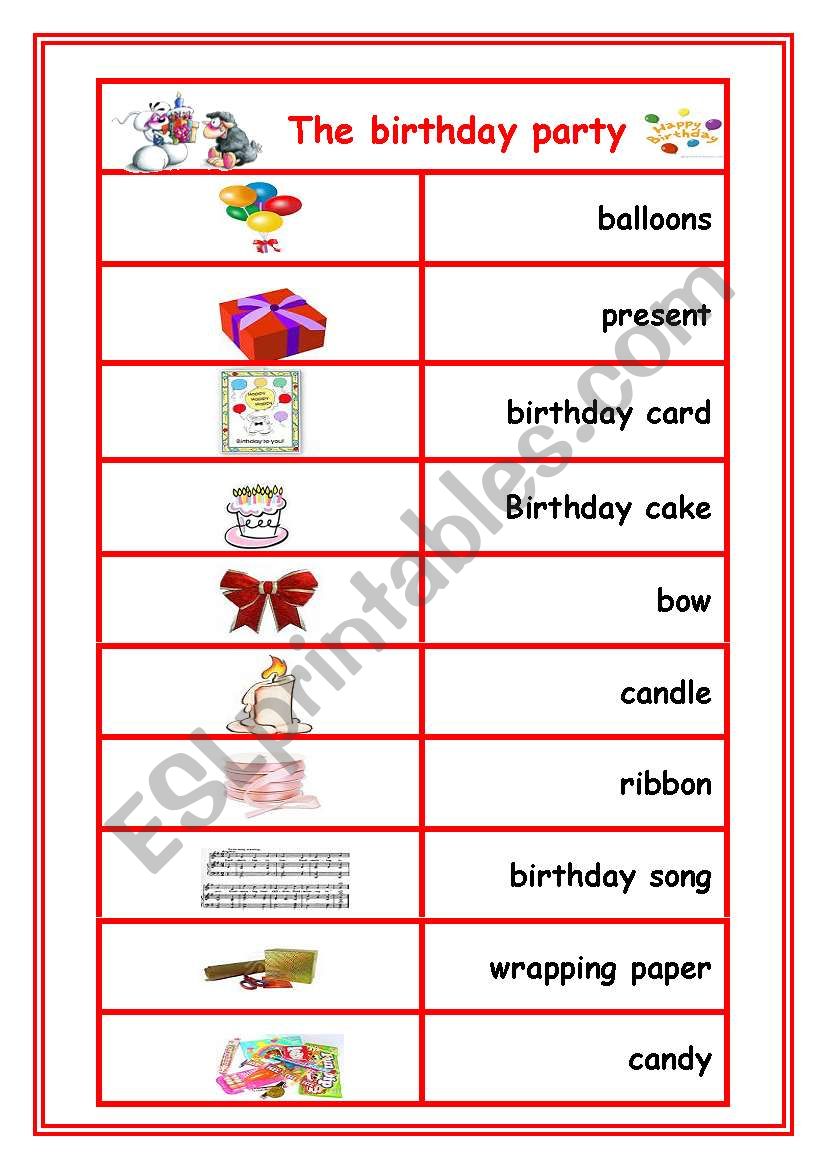 birthday vocabulary poster worksheet
