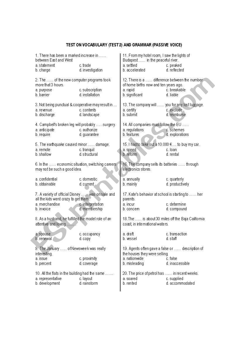 TOEIC TEST 2 worksheet