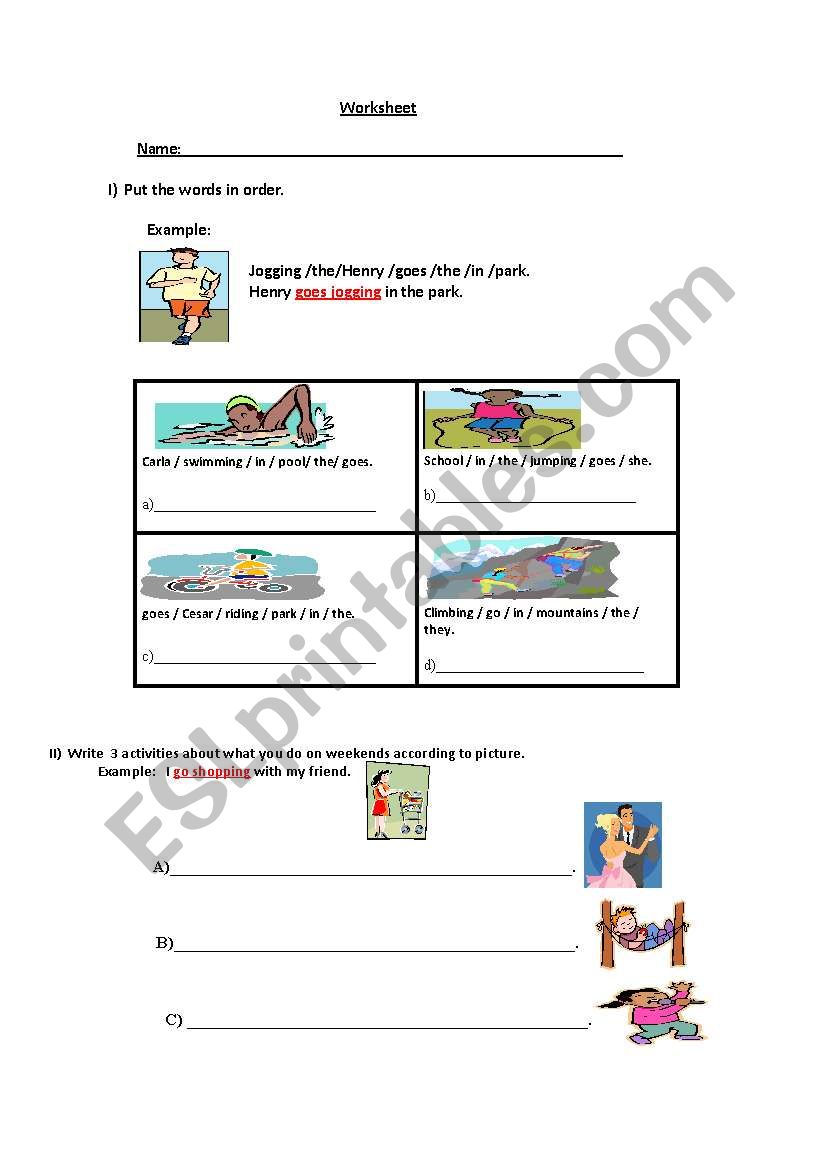 verbs  worksheet
