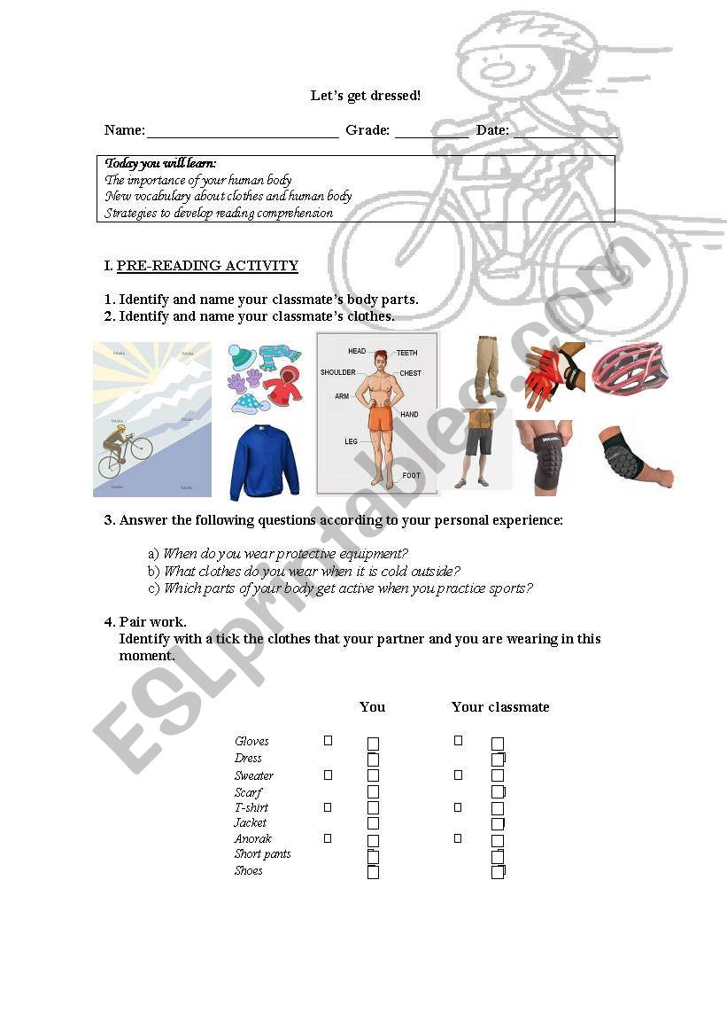 Lets get dressed! worksheet
