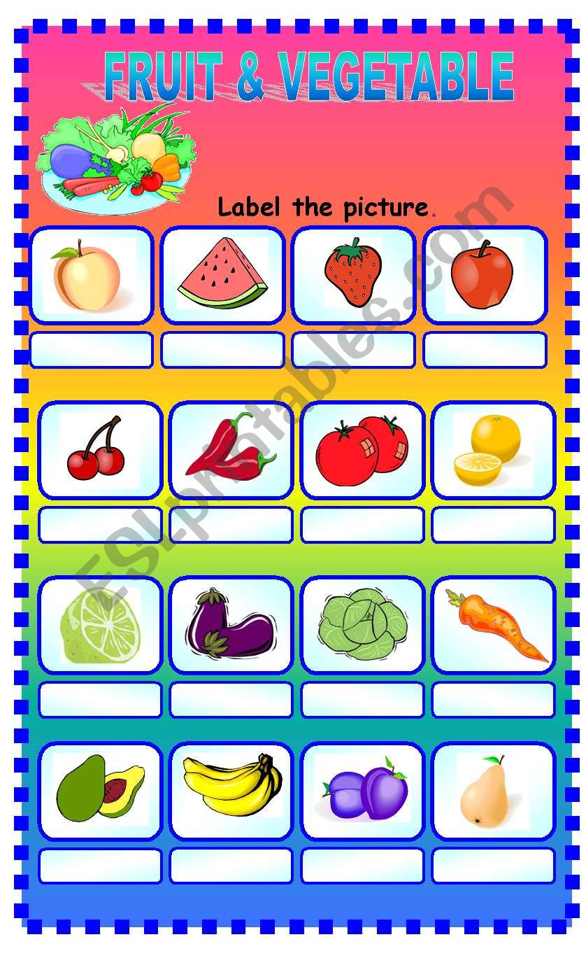 Fruit and vegetable worksheet