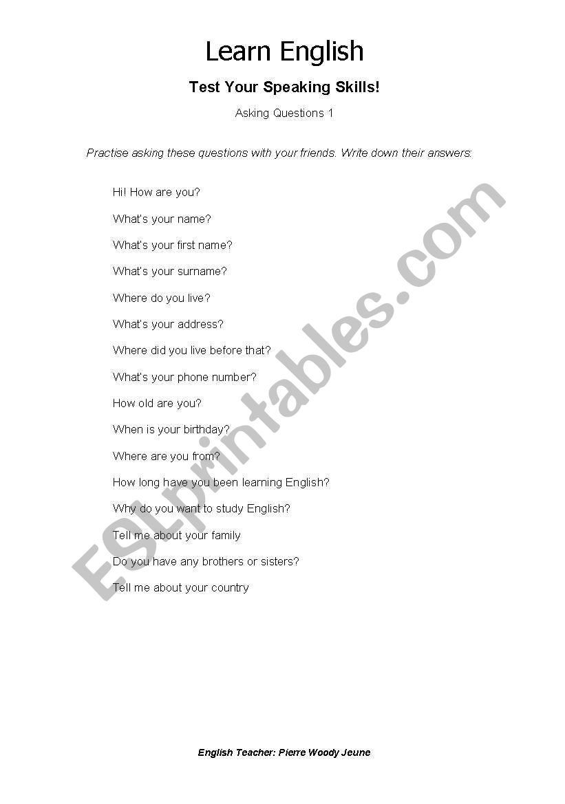 Learn English worksheet