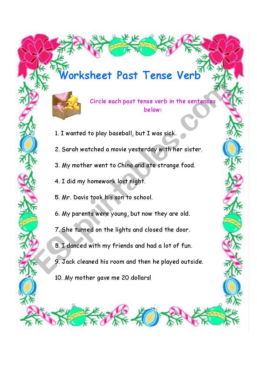 Past Tense Verb worksheet