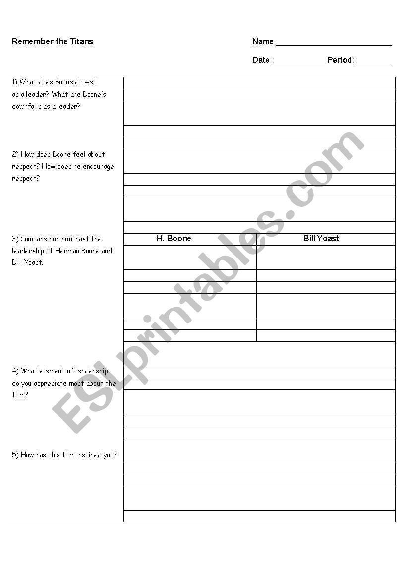 Remember the Titans Cornell Notes