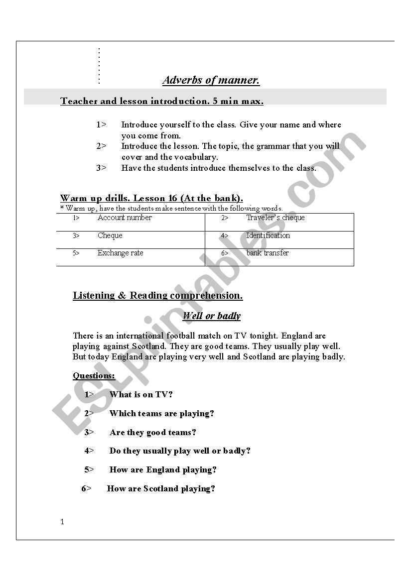 adverbs worksheet