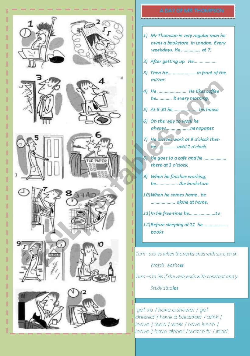 Daily routine simple present tense