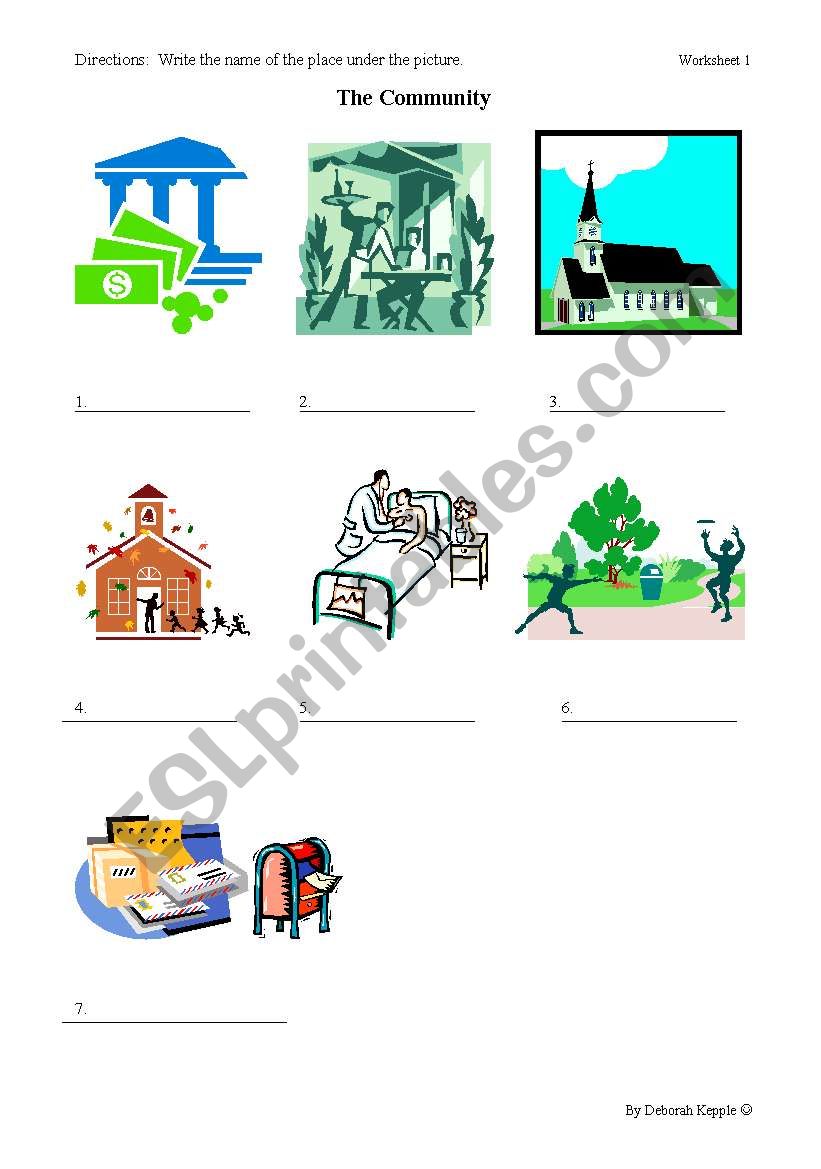 Places Picture Match 1 of  2 worksheet
