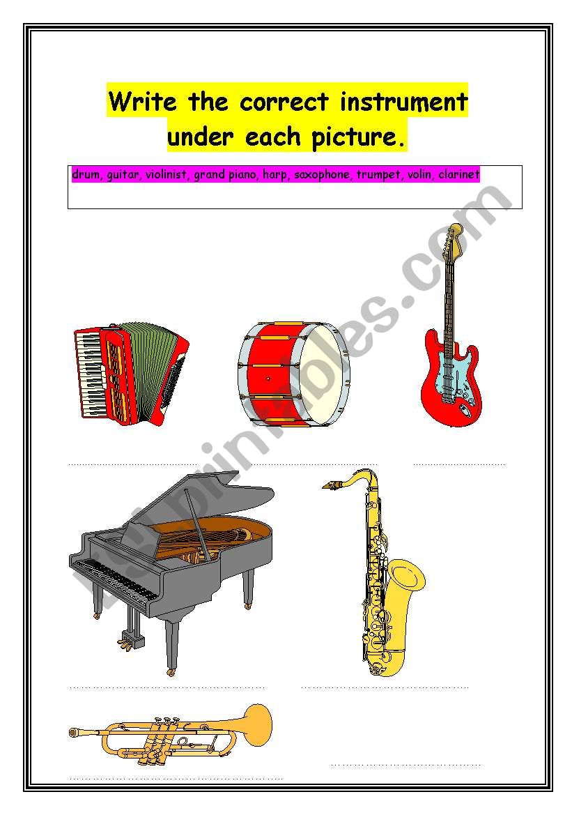 INSTRUMENTS worksheet