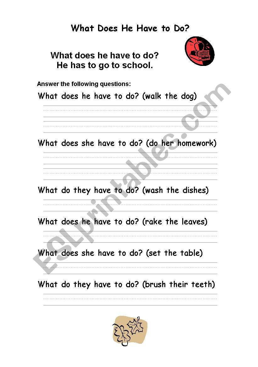 What Does He Have To Do? worksheet