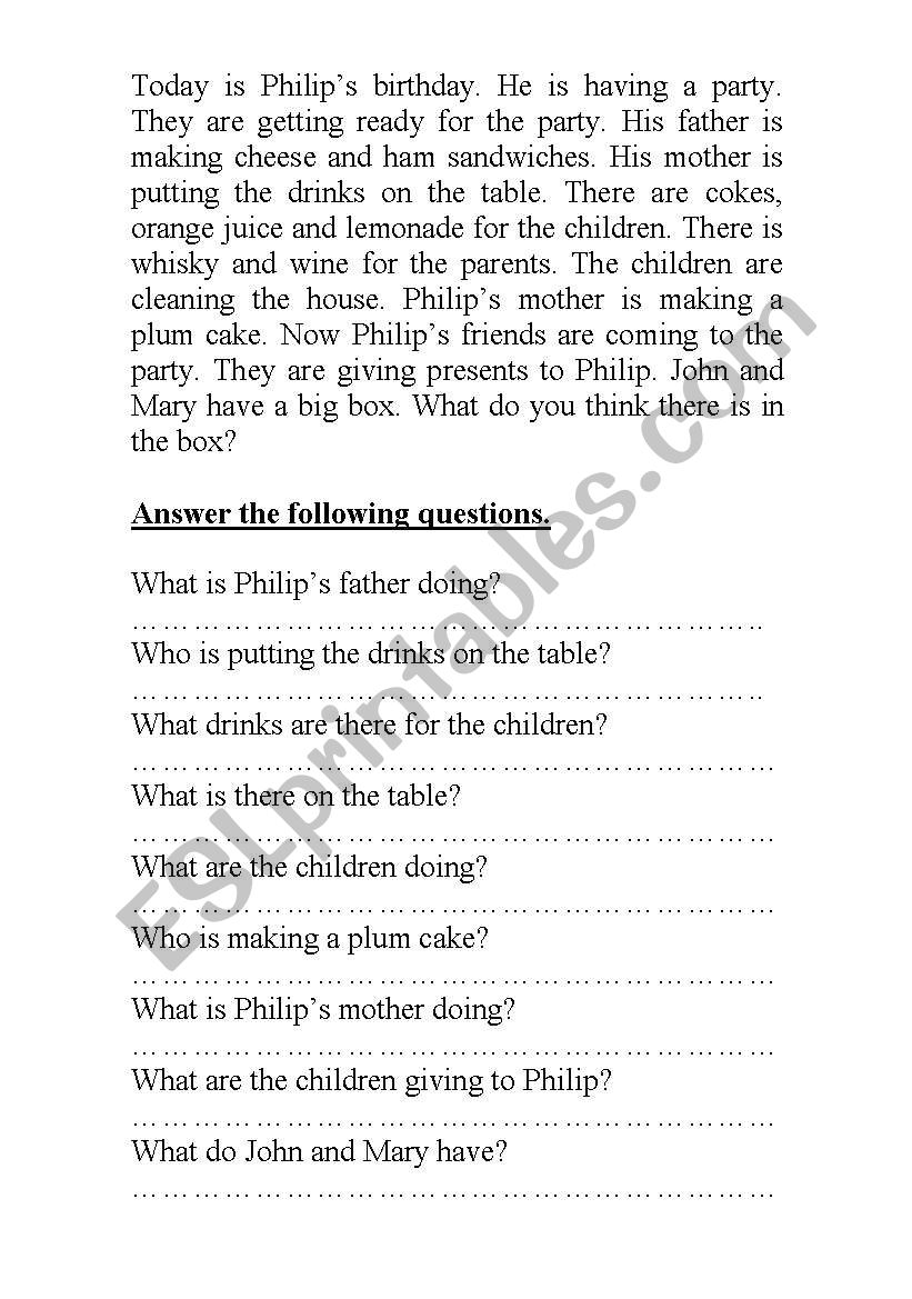 Philips birthday worksheet