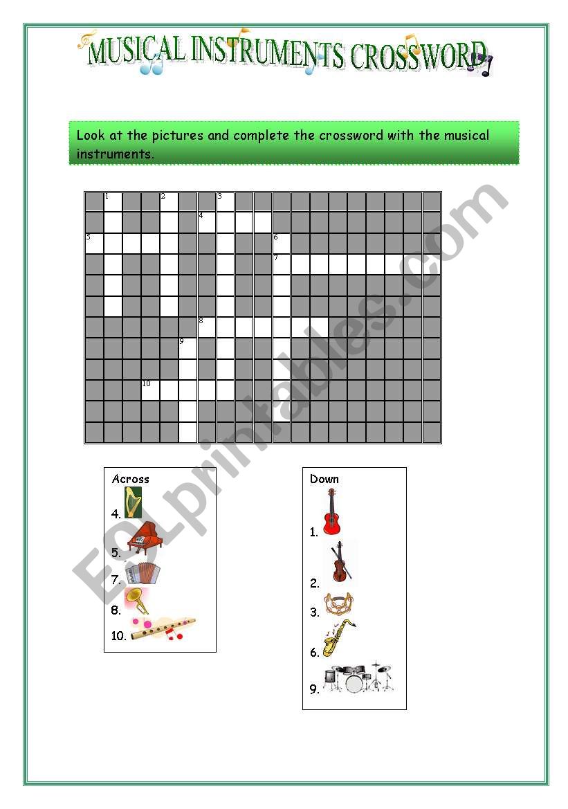 musical instruments crossword plus key