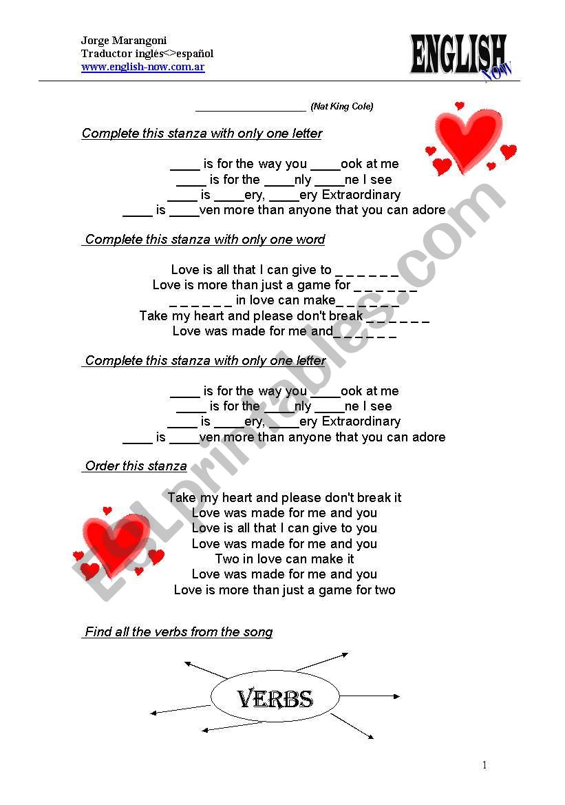 L.O.V.E. worksheet