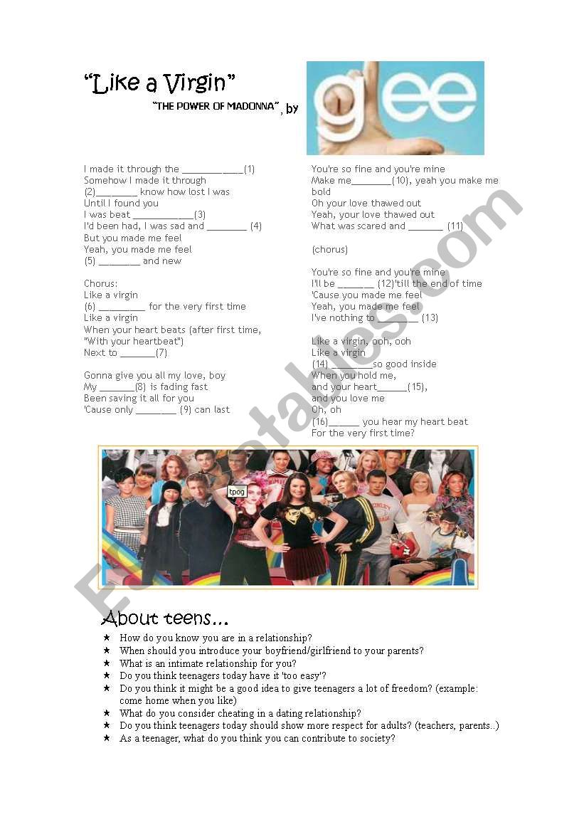 Glee - Like a virgin  worksheet