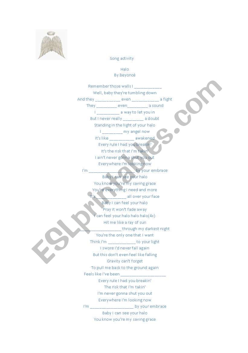 Song activity- Halo by Beyonc