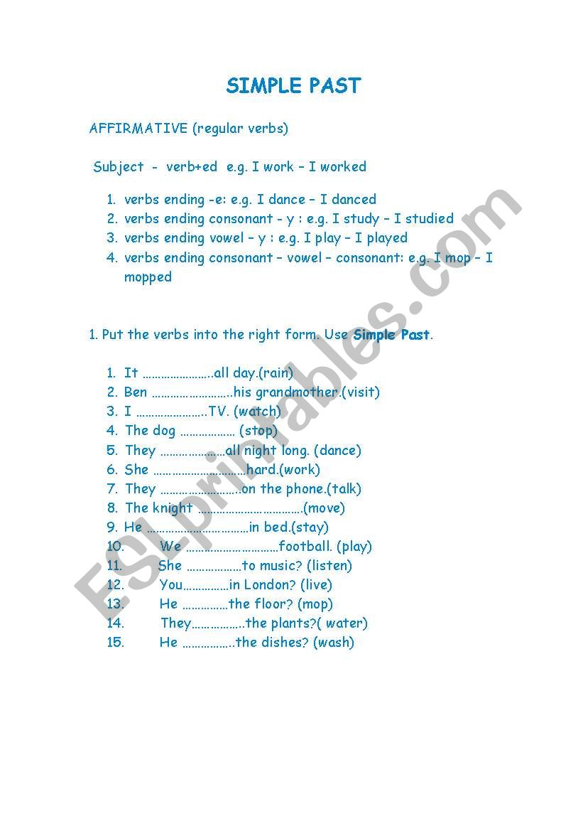 Simple Past worksheet