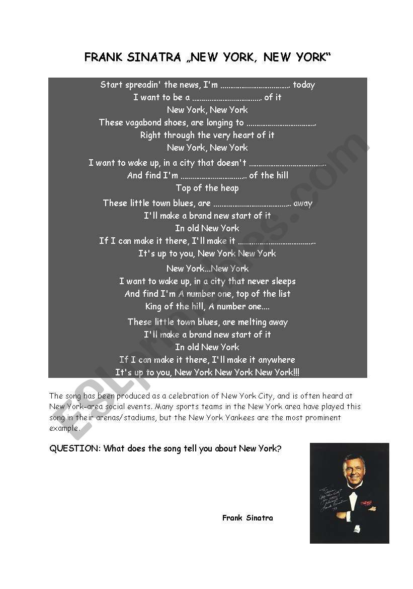 NEW YORK NEW YORK worksheet