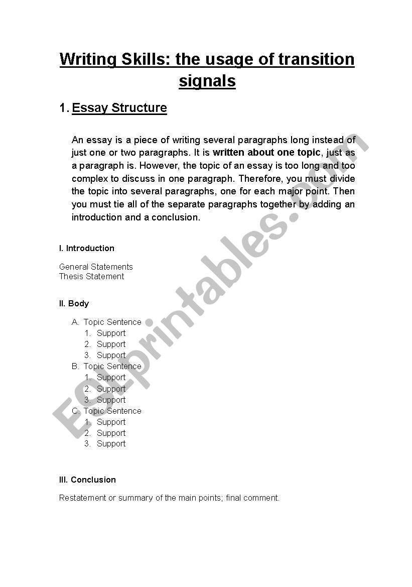 WRITING SKILLS - THE USAGE OF TRANSITION SIGNALS (CONJUNCTIONS / ADVERBS)