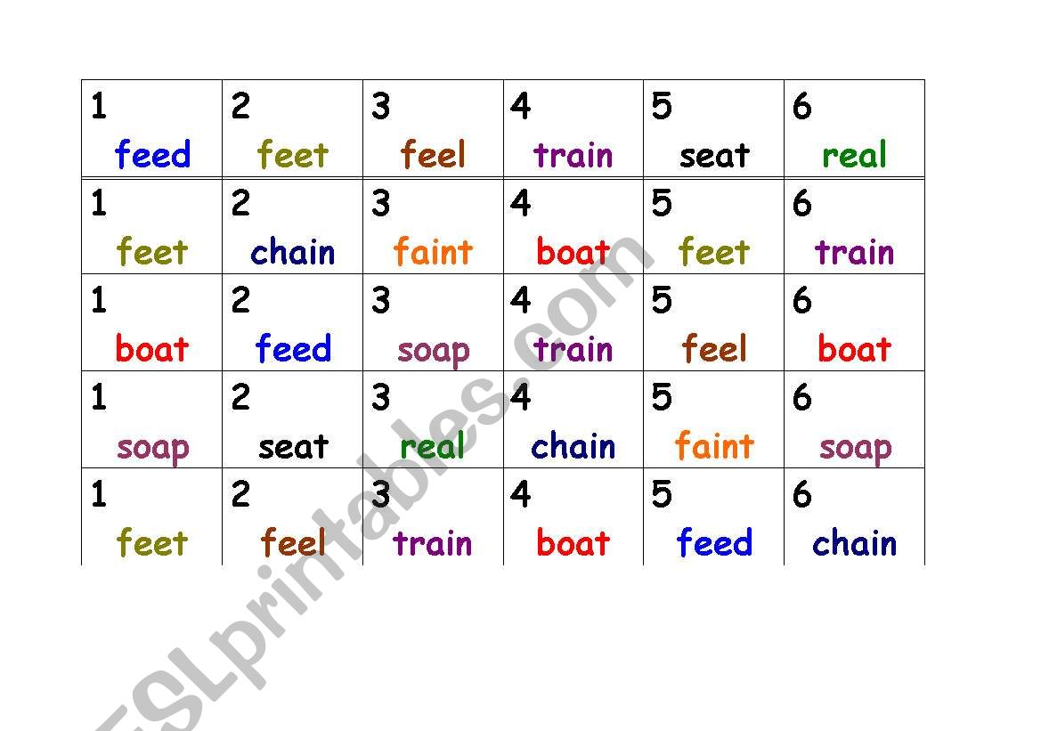 Four in a row worksheet