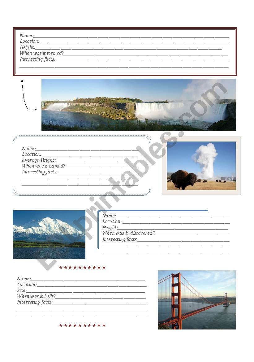 U.S. Landmarks (Part 2 of 2) worksheet