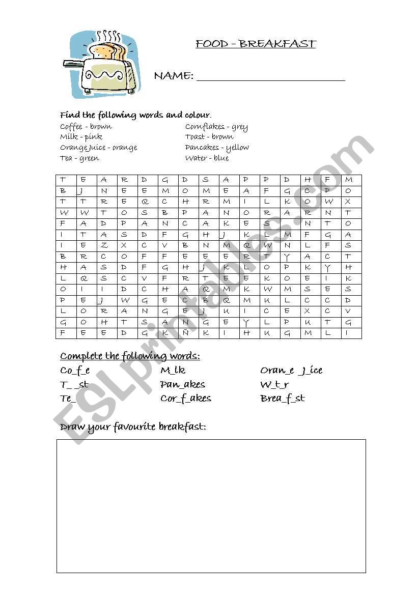 Breakfast worksheet