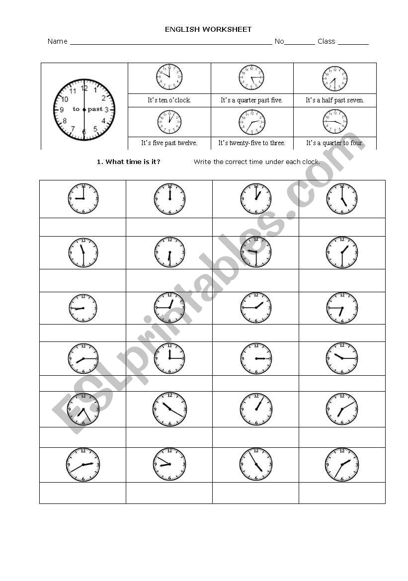 TIME worksheet