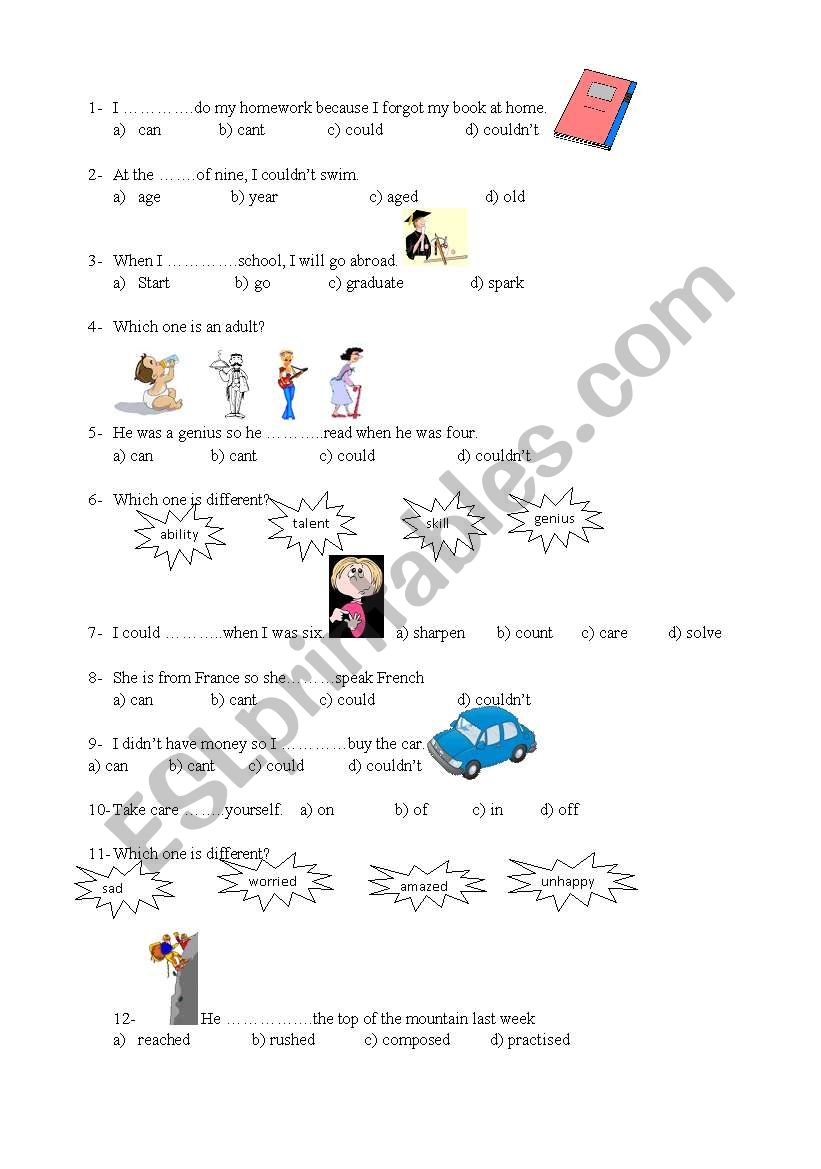 mini test worksheet