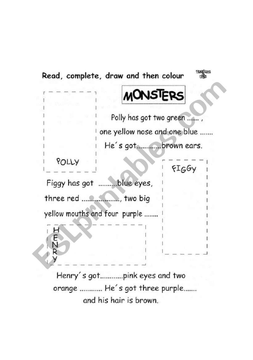 monster body worksheet