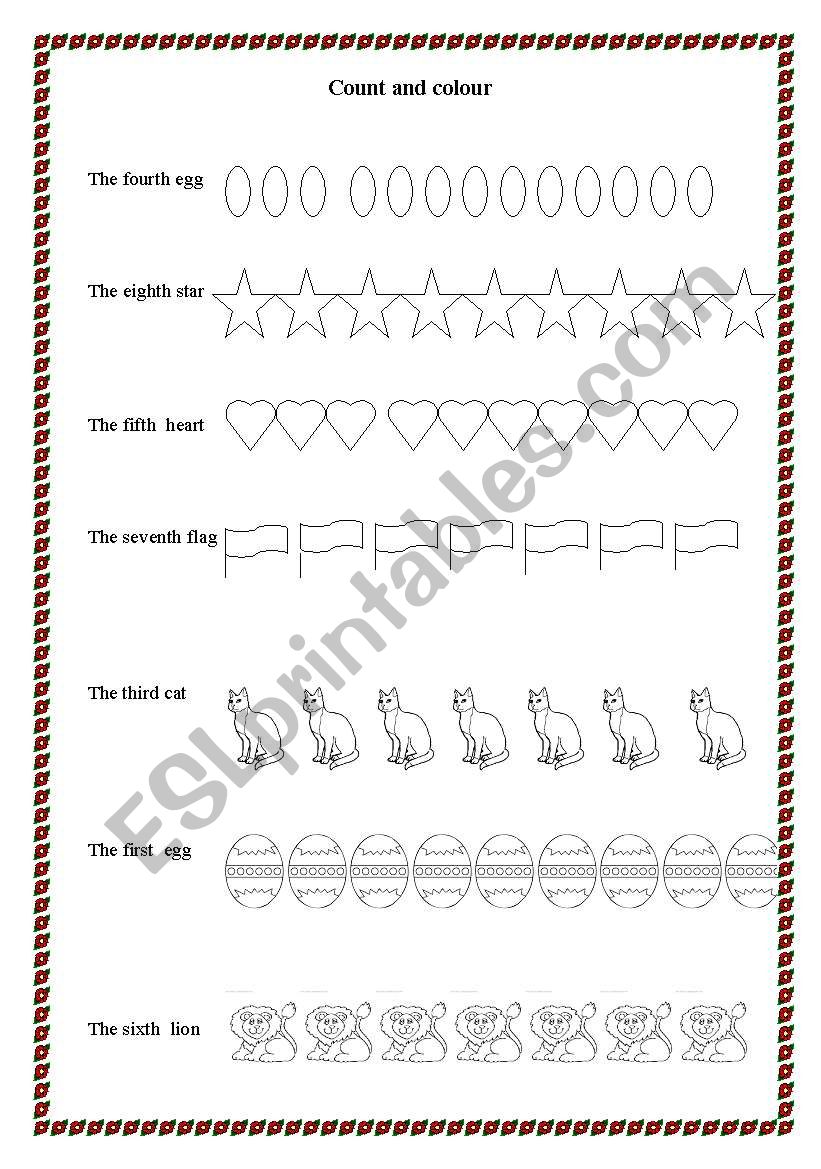 Count and colour worksheet