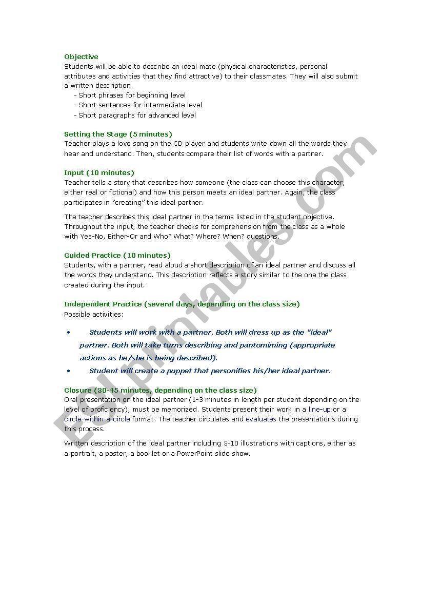 Lesson Plan worksheet