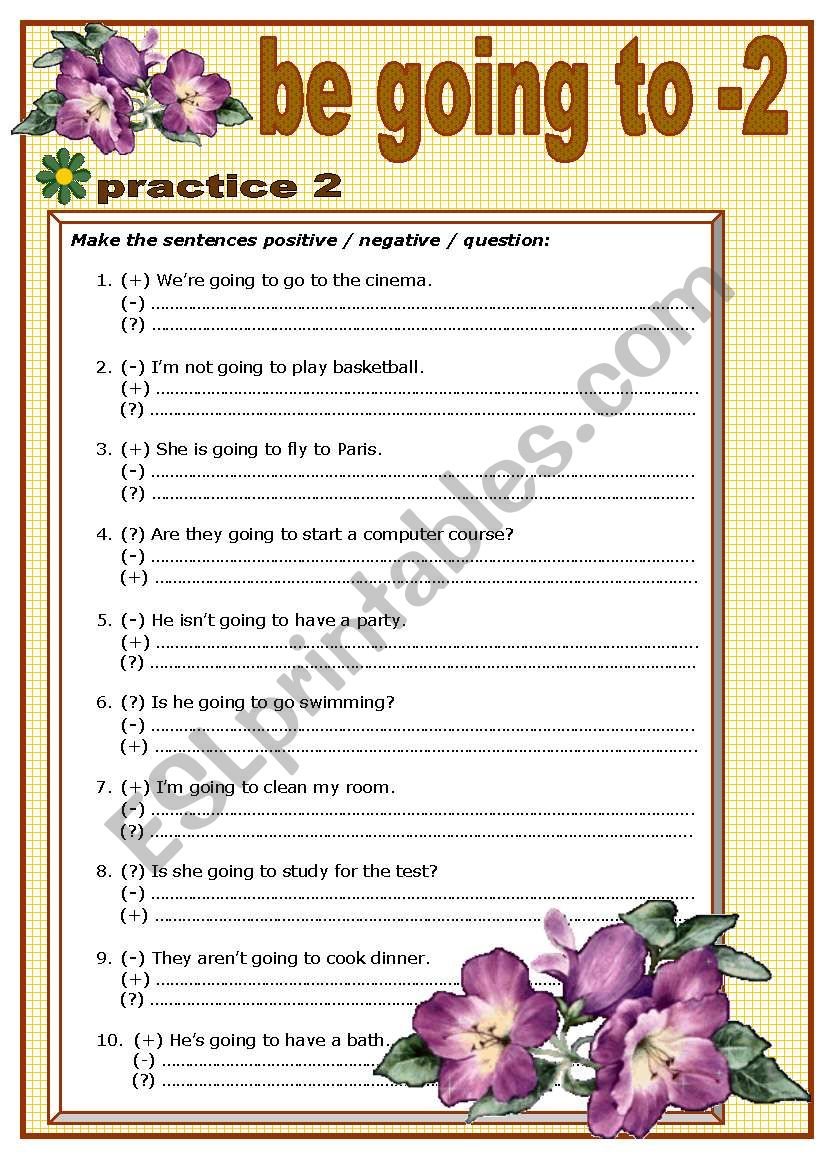 BE GOING TO FUTURE + EXERCISES - 2 (editable)