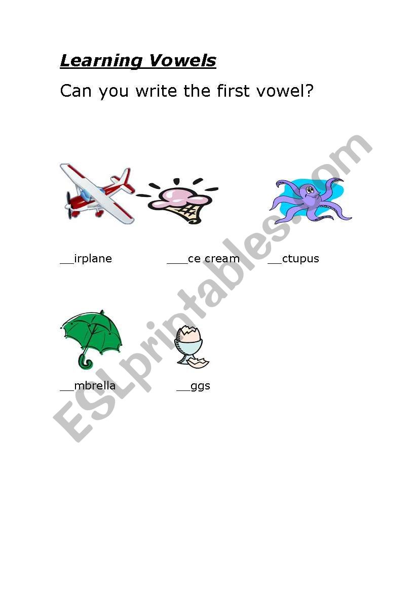 Learning the Vowals worksheet