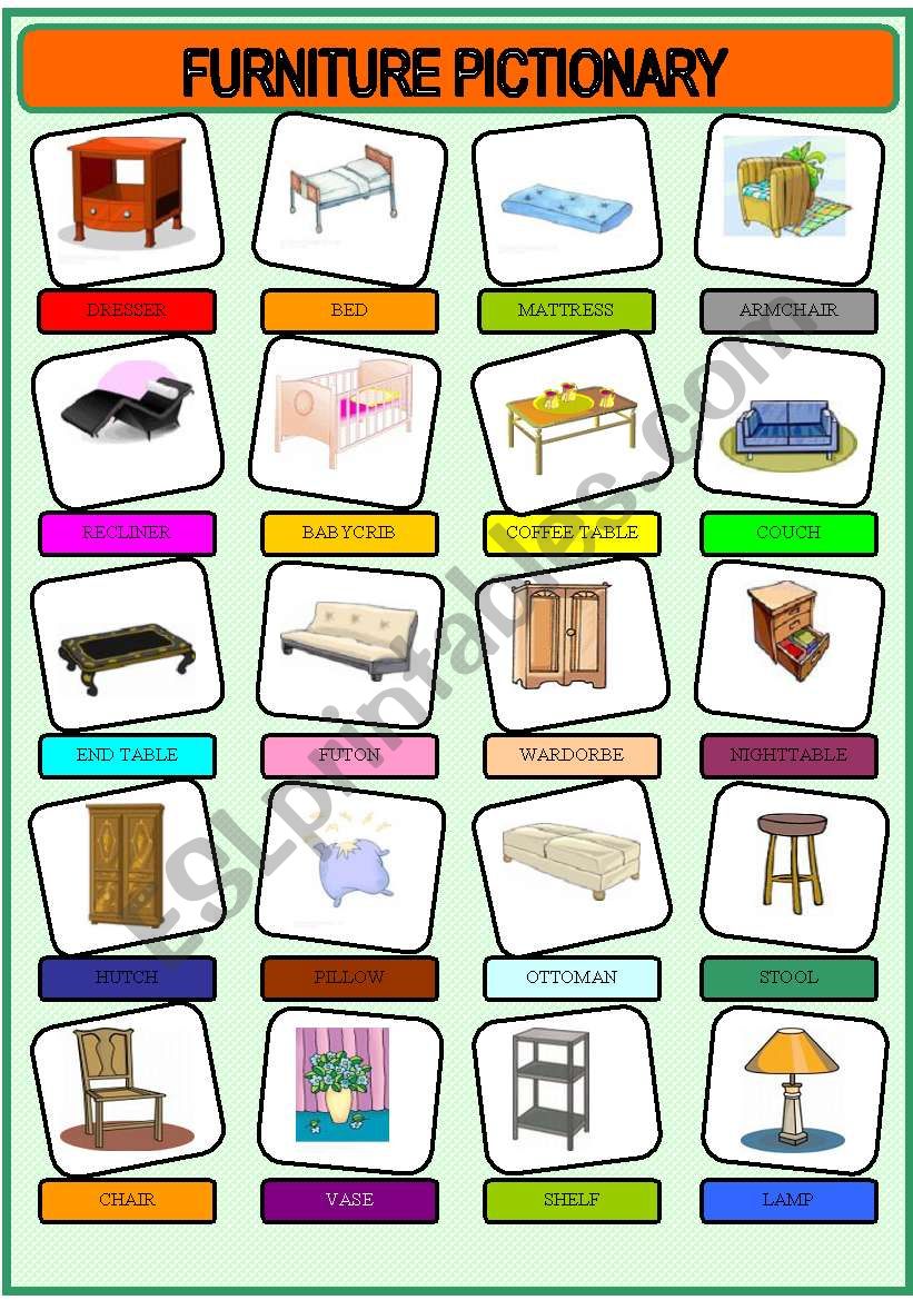 FURNITURE PICTIONARY worksheet