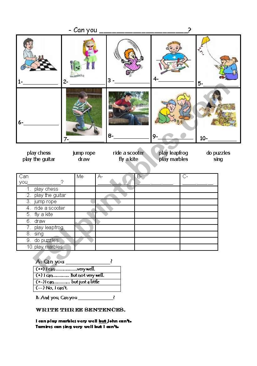 can - for ability worksheet
