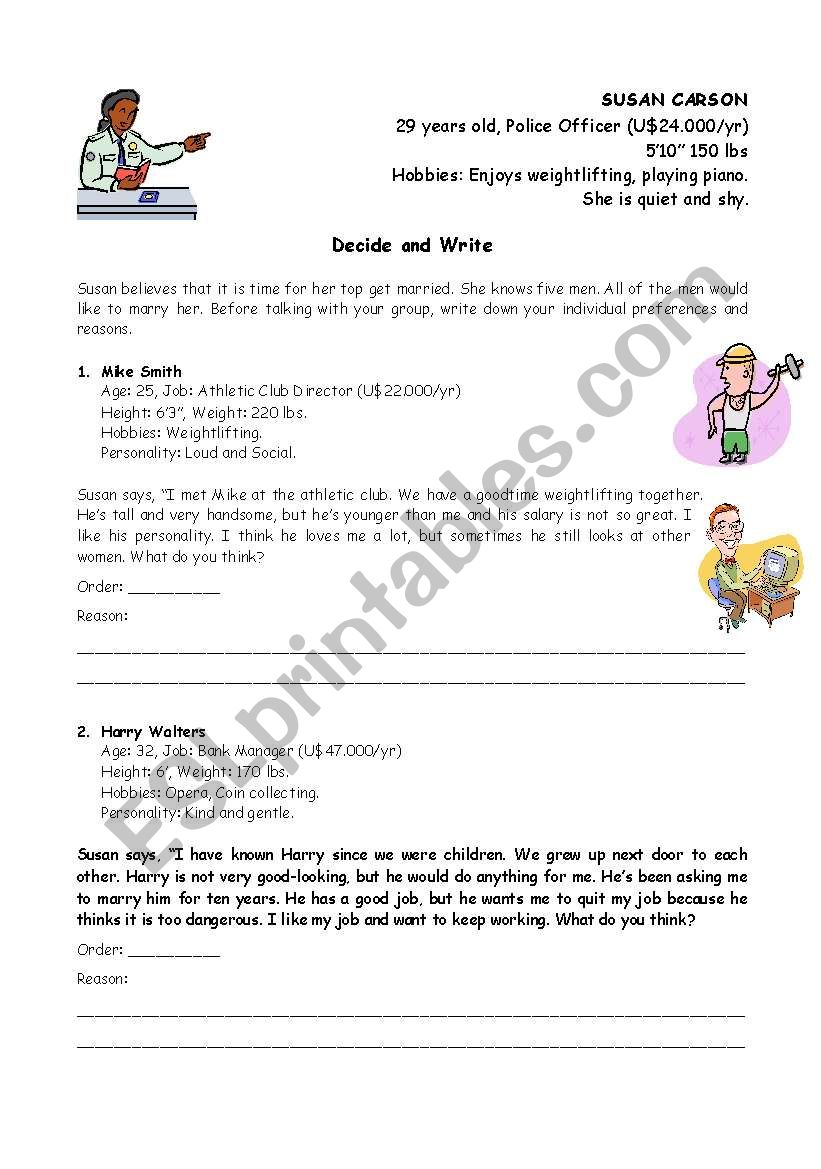 Marriage worksheet