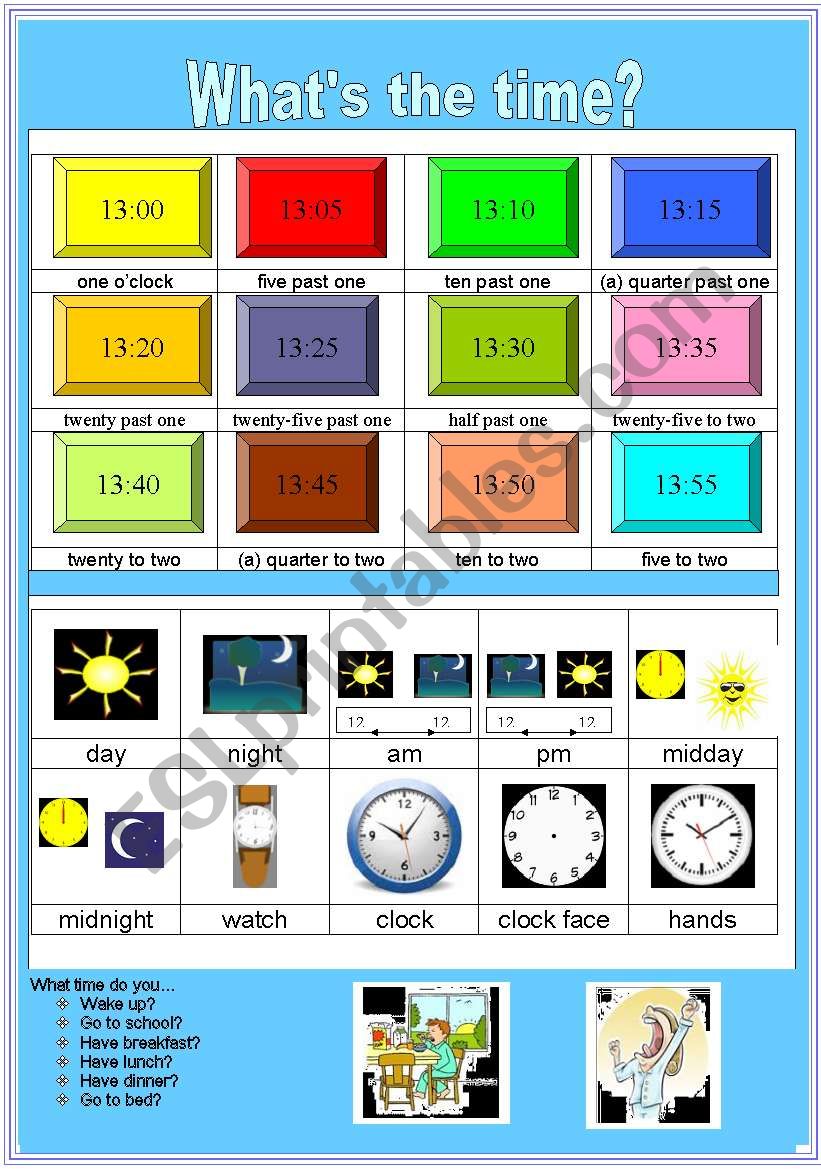 Telling the time worksheet