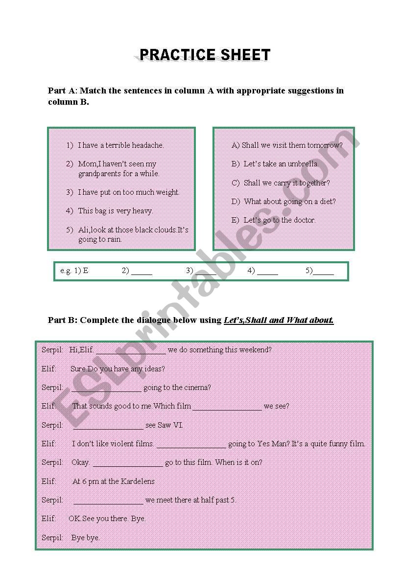 making suggestions worksheet