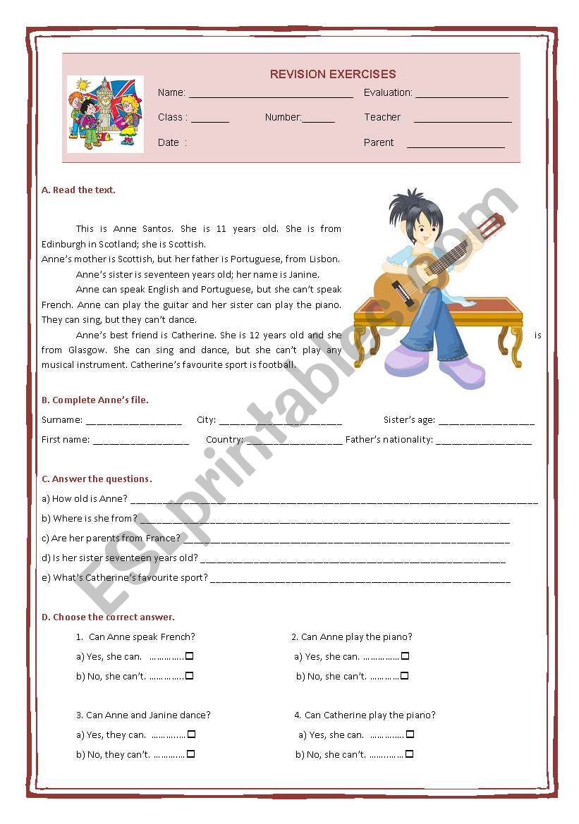 5th grade revision exercises worksheet