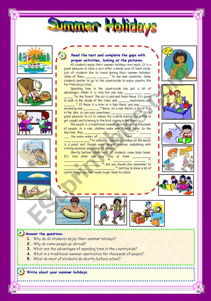 Summer Holidays (Part 2) worksheet