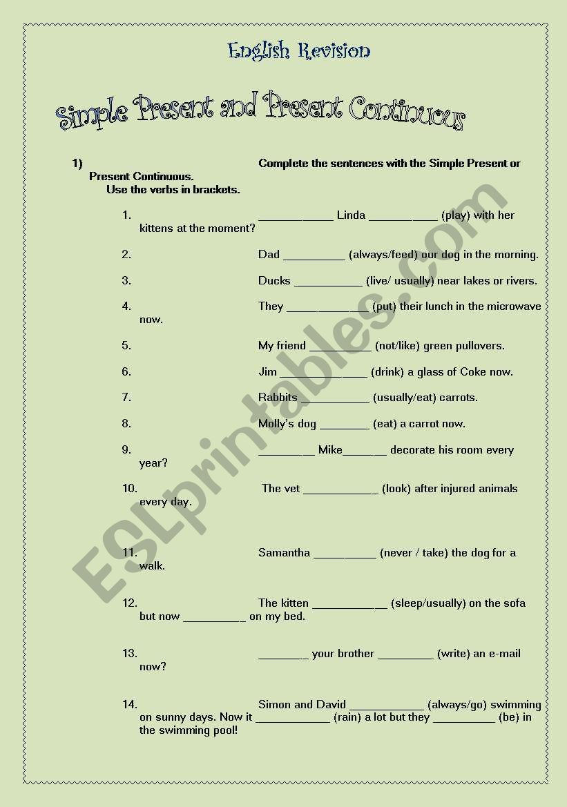 Simple Prsent and Present Continous Test